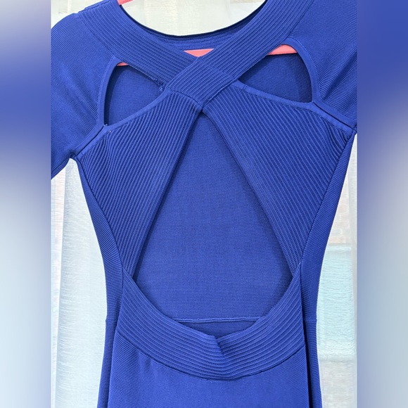 Backless Navy Blue Sweater Dress - Picture 2 of 5